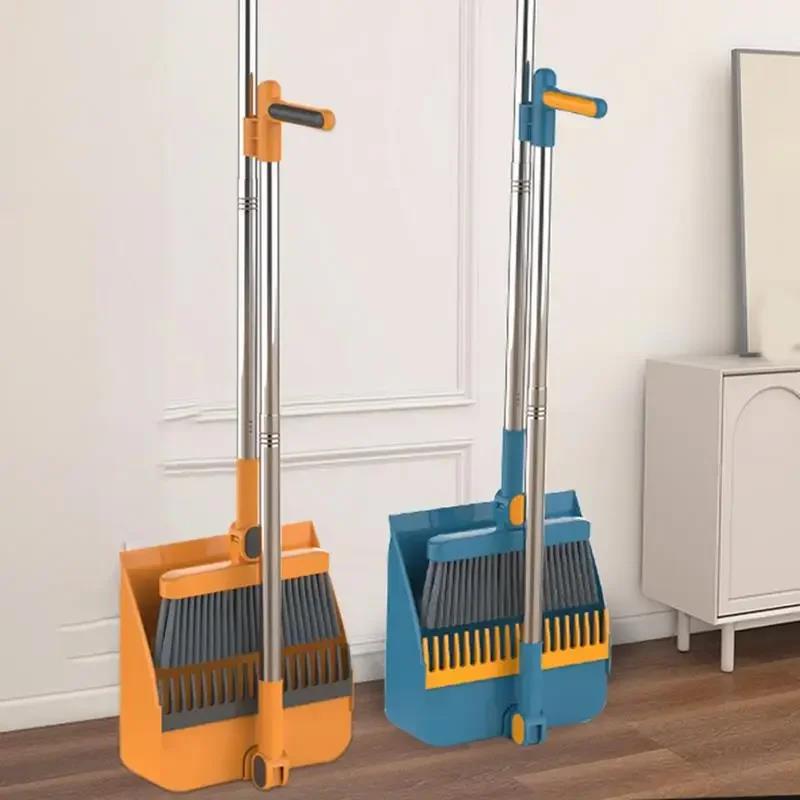 Folding 180 degree Broom And Dustpan Set Stand Up Cleaning T