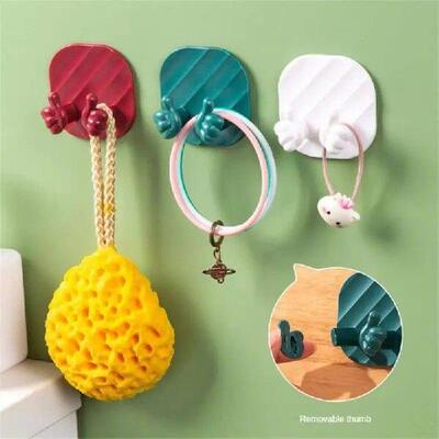 1/2SETS Key Holder Self-adhesive Creative Punch Free Thumb
