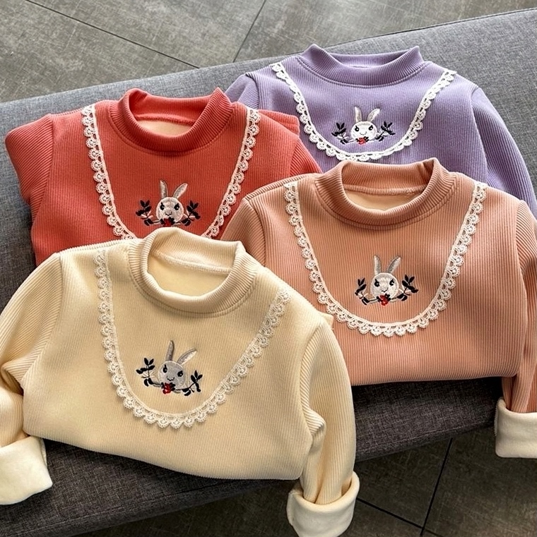 女.童加绒打底衫一体绒保暖冬装上衣2023新款儿.童秋冬季洋气