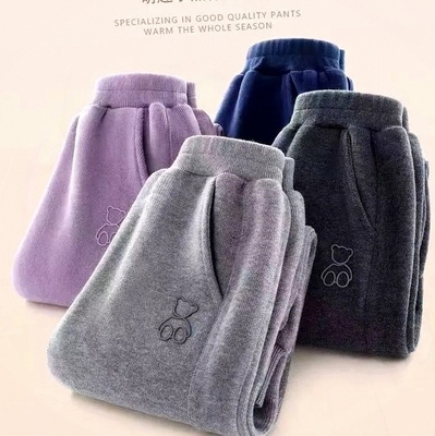 女童加绒运动裤子中大童洋气休闲裤长裤冬装新款儿童一体绒加厚裤