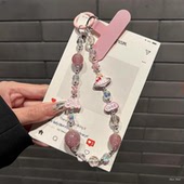 公主请发财手机链新款 合金挂绳手工串珠挂件相机钥匙链垫片少女款