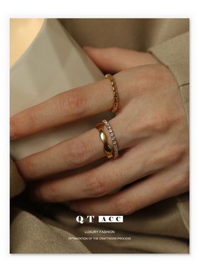 锆石链条细戒指 复古简约优雅气质韩国时尚百搭网红个性手饰指环