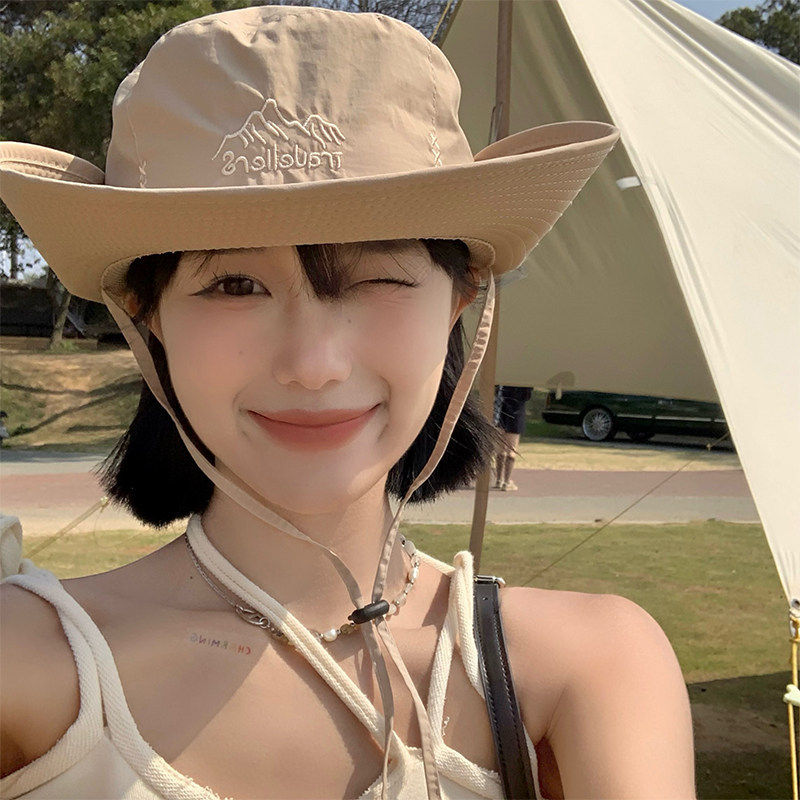 徒步登山渔夫帽男女春秋防晒工装帽透气户外钓鱼露营西部牛仔帽子