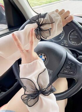 2026新款蝴蝶结防晒紫外线袖套冰丝护袖女款夏季薄款宽松骑行开车