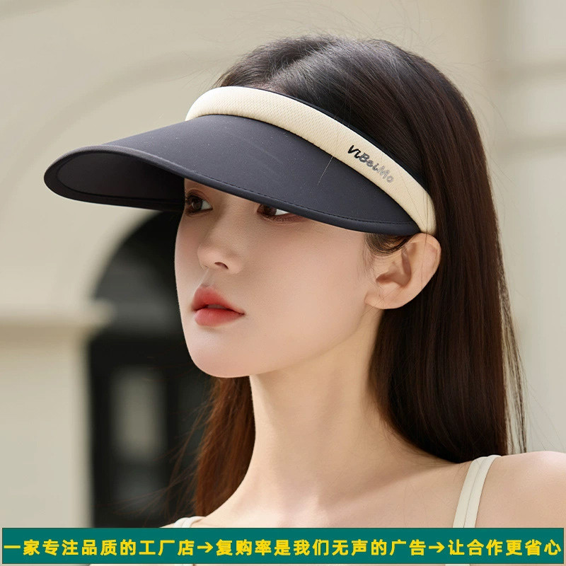 小红书博主推荐拼色发夹空顶帽韩国洋气时尚防晒帽女生减龄遮阳帽