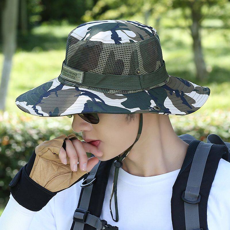 户外登山帽渔夫帽男女通用遮阳防晒徒步爬山速干透气军迷战术帽子