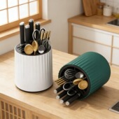 家用筷筒台面厨房刀具一体收纳筒360旋转刀架多功能置物架筷子笼