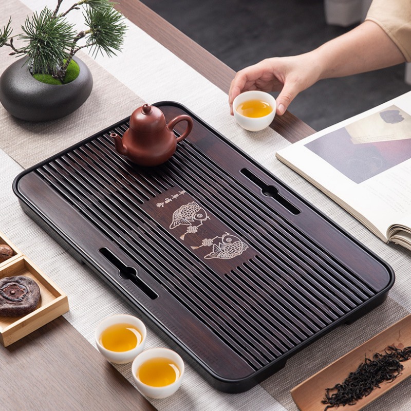 木质茶盘实木家用花梨木干泡茶台茶盘带排水电木款办公室功夫茶具