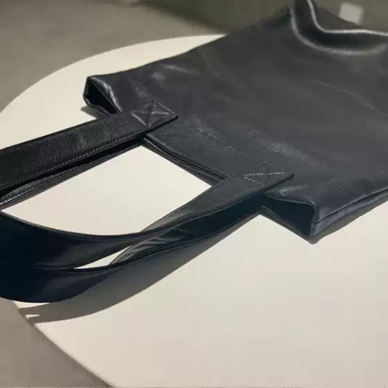 Dark Japanese Junya Watanabe Style First Layer Cowhide Single Shoulder Small Tote Bag Minimalist ins