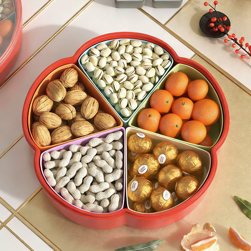 果盘最新款2025高档大气水果盘客厅家用红色喜庆过年瓜子糖果盘