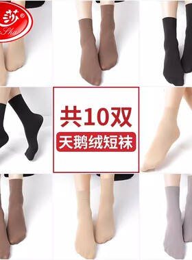 浪莎丝袜女秋冬季厚款短袜耐磨防勾肉色袜子春秋天鹅绒黑色中筒袜