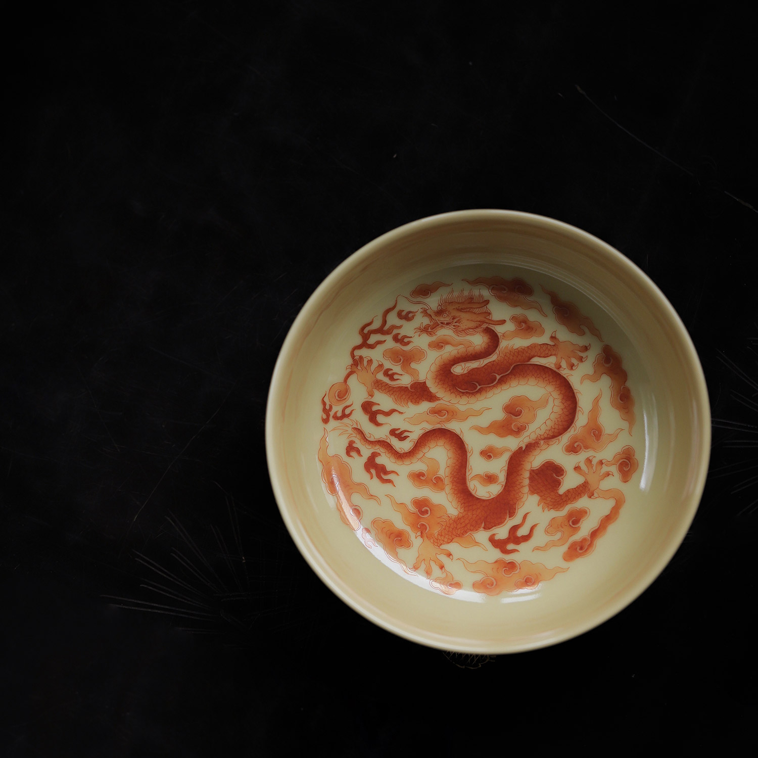 忘言中式复古手绘龙纹茶盘壶承