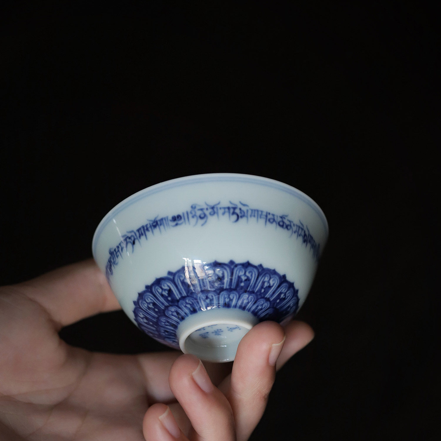 忘言柴窑青花手绘茶杯景德镇陶瓷复古主人杯单杯慕明手工杯子