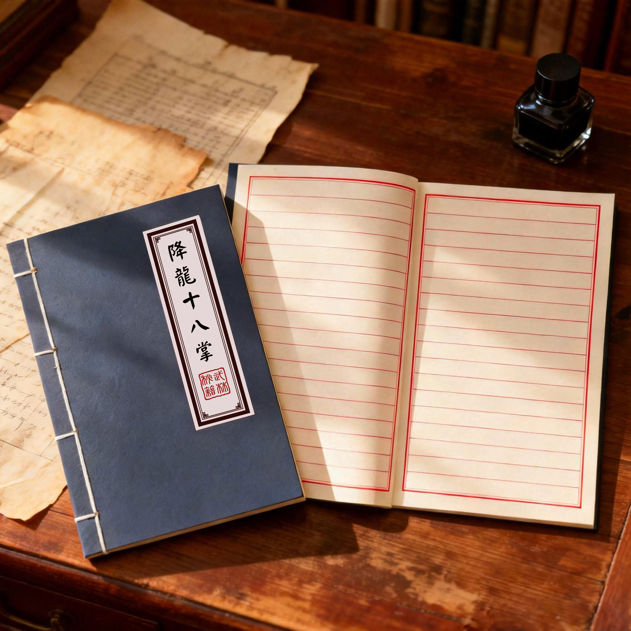 古风手工线装练字软抄记事本武林武功秘籍笔记本子定制LOGO横竖线