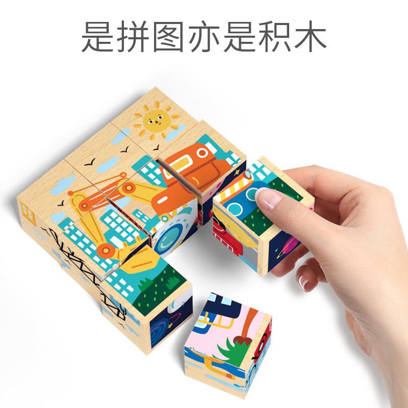 幼儿童早教宝-3岁20六面画宝低龄益力魔智方积木728图案配对木制