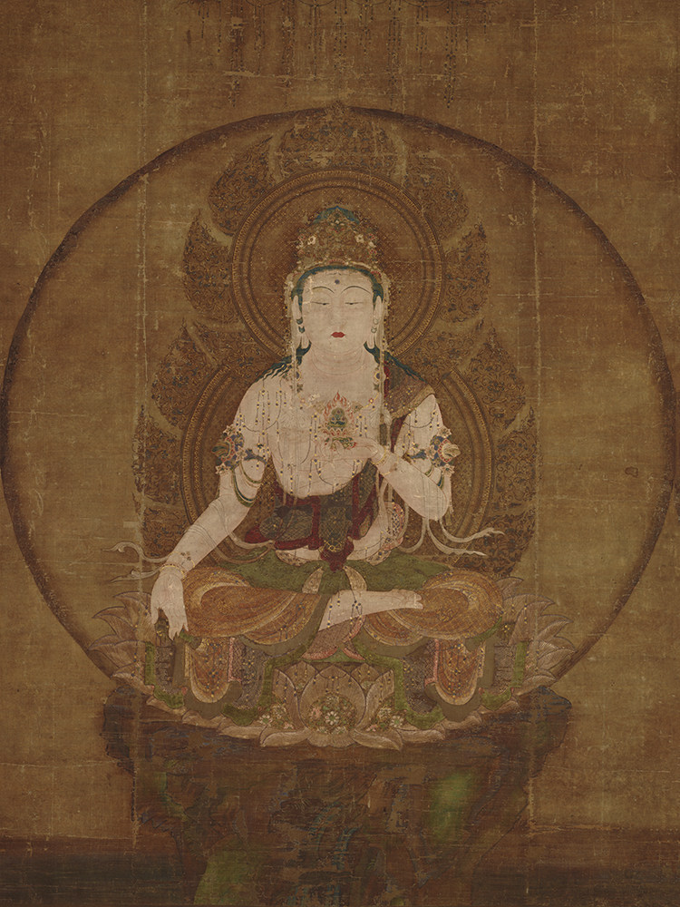 日本虚空藏菩萨大乘佛像复古敦煌壁画高清微喷复制唐卡装饰画装裱
