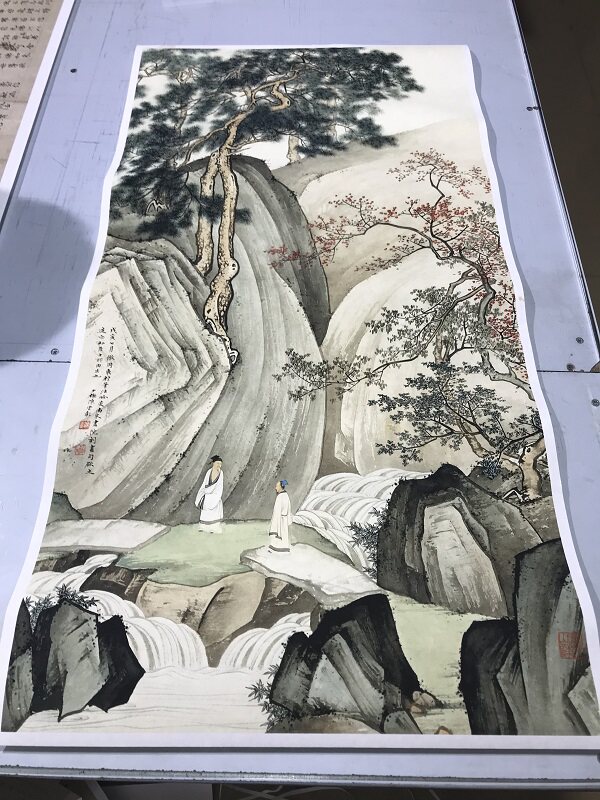 1:1陈少梅游山听泉图人物山水国画艺术微喷古代名画喷绘品装饰画