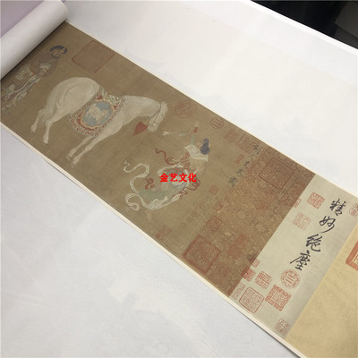 清 佚名 摹 韩干胡人呈马图 古代名家画马技法复制品微喷学习临摹