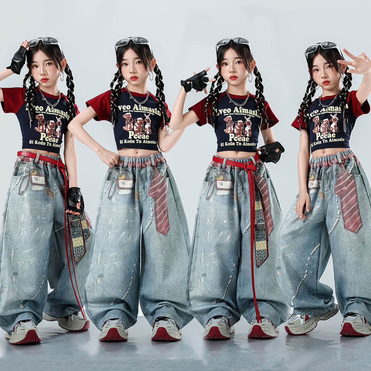 女童爵士舞服装时髦少儿舞蹈演出服潮酷走秀潮服儿童街舞jazz套装