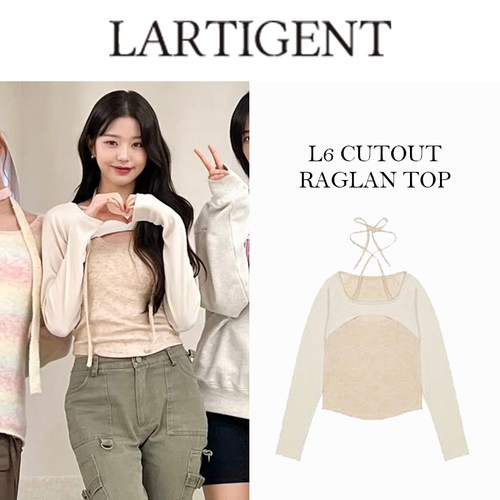 LARTIGENT镂空假两件长袖t恤