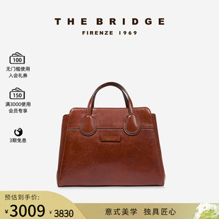 The ELETTRA系列皮质植鞣工艺女士手提包托特包 Bridge 桥牌