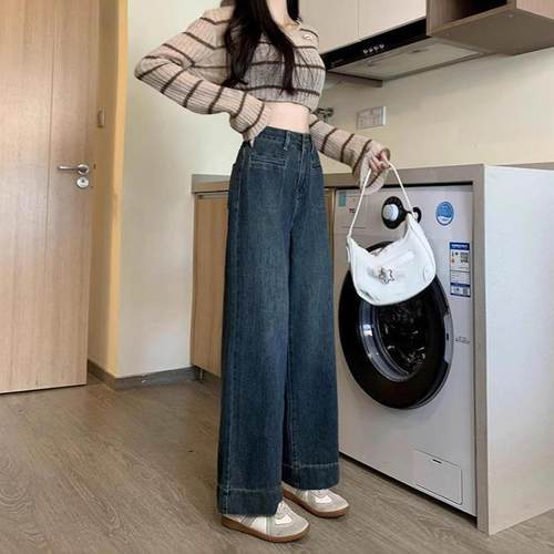 复古加绒加厚牛仔裤女2025春季新款胖mm高腰宽松显瘦小个子直筒裤