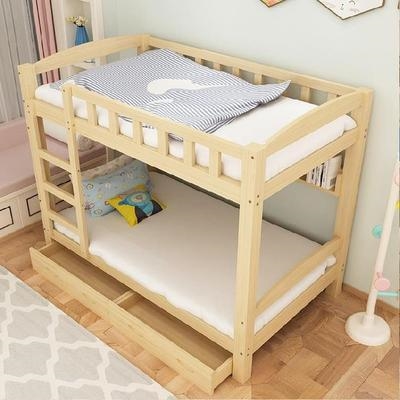 上下铺木床双层带滑梯折叠w双层床定做两层上下床大人榻榻米.