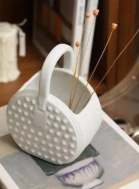 Purse Vase For Flowers Decorative Ceramic Tabletop Vase