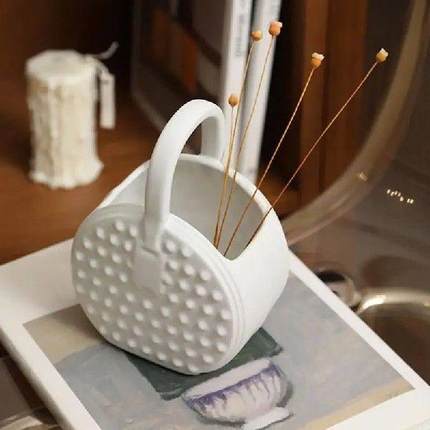 Purse Vase For Flowers Decorative Ceramic Tabletop Vase