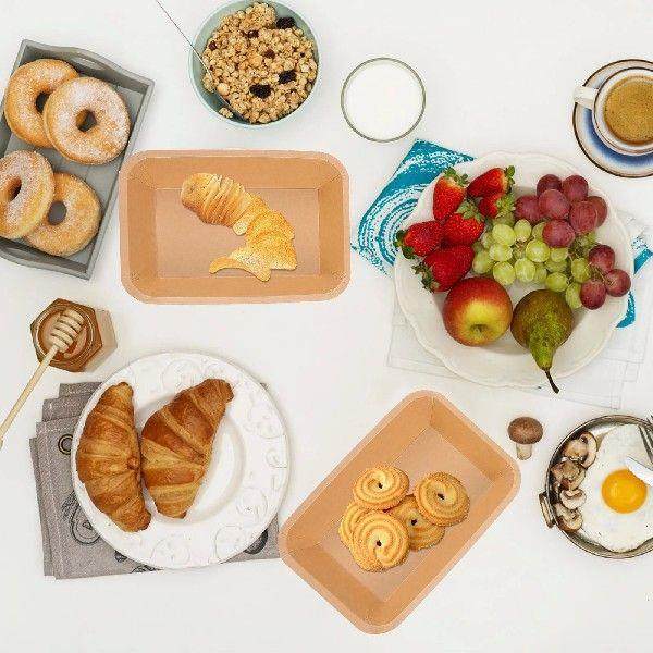 25 Pcs Pack Kraft Paper Plates Food-grade Material Packing