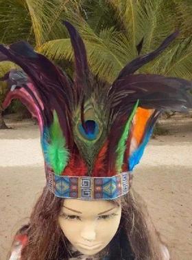 Natives American Hairband Carnivals Celebration Feathered
