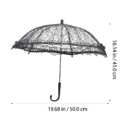 Ladies Umbrella Clear Wedding Gothic Black Dress Bride