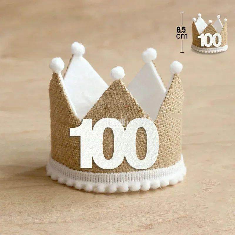 Burlap Crown Baby Birthday Party Hat 1/2 1 2 3 4 5 6 7 8 9 Y