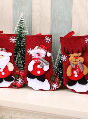Linen Christmas stocking Christmas gift bag圣诞袜