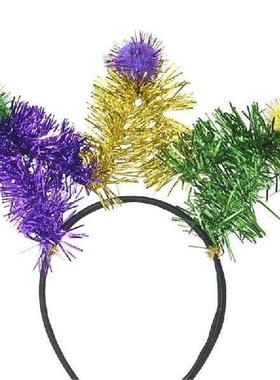 X4YC MardiGras Theme Pompoms Hairband Carnivals Party