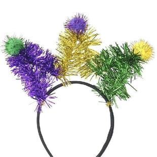MardiGras Carnivals Theme Hairband Party Pompoms X4YC