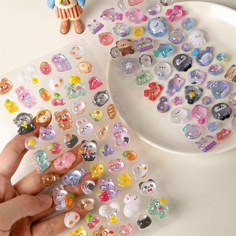 3D Jelly Stickers Cute Cartoon 3D Relief Diamond Gemstone St
