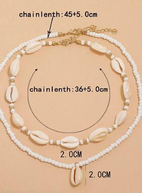2pcs/set Summer Natural Sea Shell Choker Necklace for Woman
