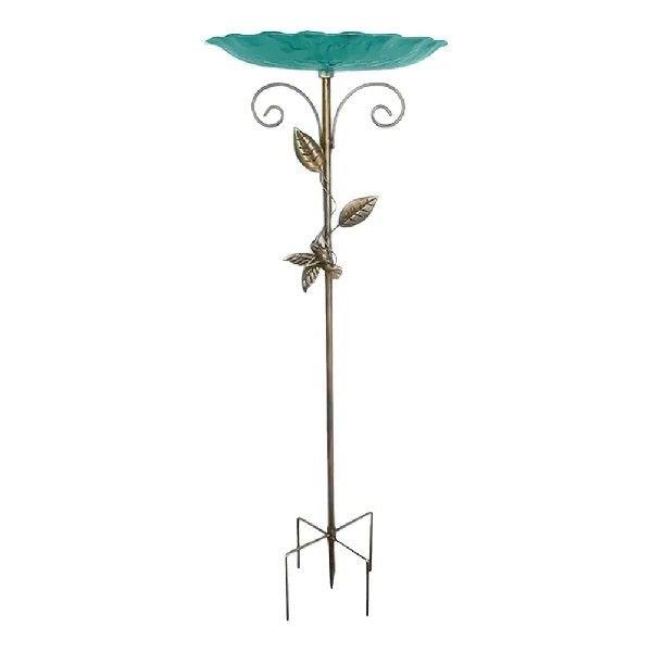 Standing Bird Bath with Metal Stake Outdoor Birdbaths Rust