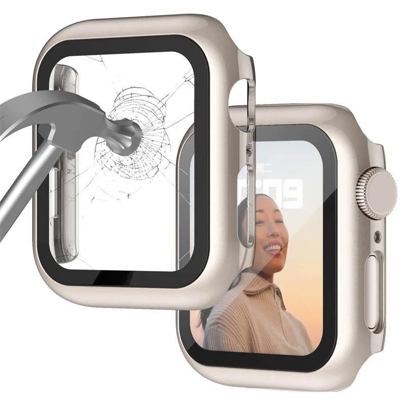 Tempered Glass+ cover For Apple Watch Case series 9 8 7 41m
