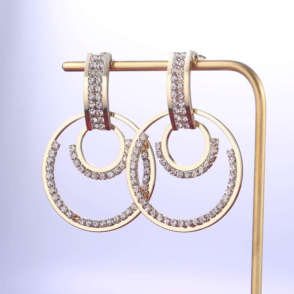 Cao Shi diamond geometric circle earrings women exaggerated