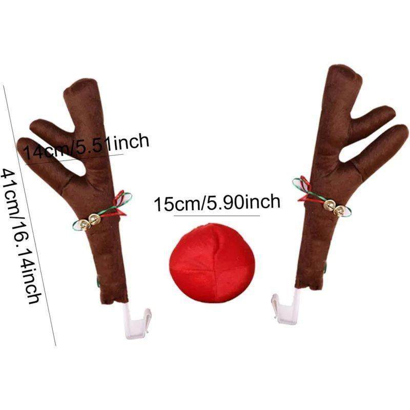 Car Reindeer Antlers and Nose Set Christmas Decoration Easy