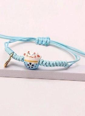 Cat Maneki Neko Bracelet Cute Lucky Cat Ceramic Beads