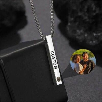 Custom Projection Photo Bar Necklace Personalized Memorial G