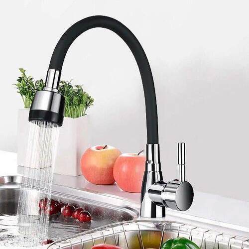 360Rotating Black Polished Chrome Single Handle Kitchen