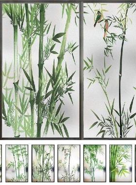 Chinese Style Bamboo Stained Glass Films Privacy Windows