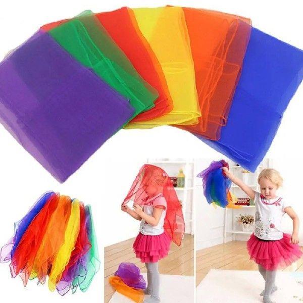 Washable Silk Scarf Colorful Dance Scarves for Children