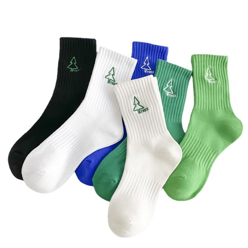 mid length solid color socks sports socks striped socks袜子