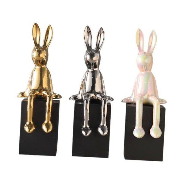 Bunny Statue Courtyard Decoration Desktop Sculpture for