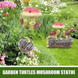 Garden Turtles Mushroom Statue Resin Turtle Mother And